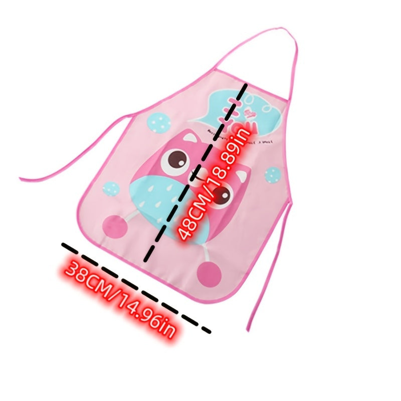 Kids Cartoon Apron Waterproof Painting Cover Up Sleeveless Bib