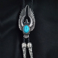 Turquoise Eagle Bolo Tie Steel Soaring Eagle Collar Rope Wings Shirt Accessories