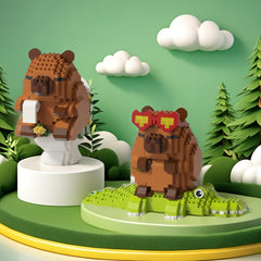 Capybara Shaped Building Block Dolls for Home and Office Decor