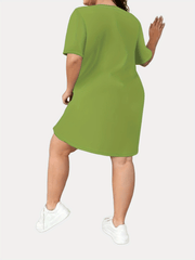 Solid Color Nightdress Round Neck Short Sleeve Sleep Shirt Dress