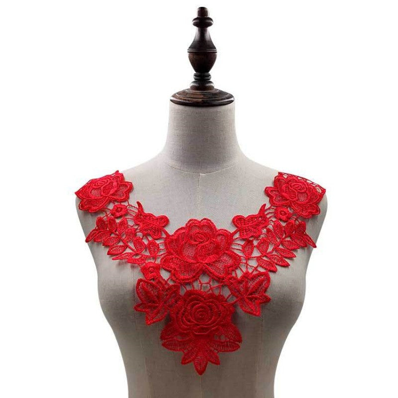 3D Hollow Lace Fabric Dress Applique Lace Neckline Sewing Trims DIY Lace Col