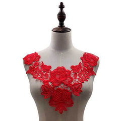 3D Hollow Lace Fabric Dress Applique Lace Neckline Sewing Trims DIY Lace Col
