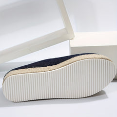 Women's Denim Platform Slip On Espadrille Shoes