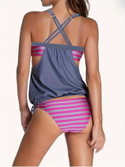 Striped Print Crisscross Cami Top & Pan