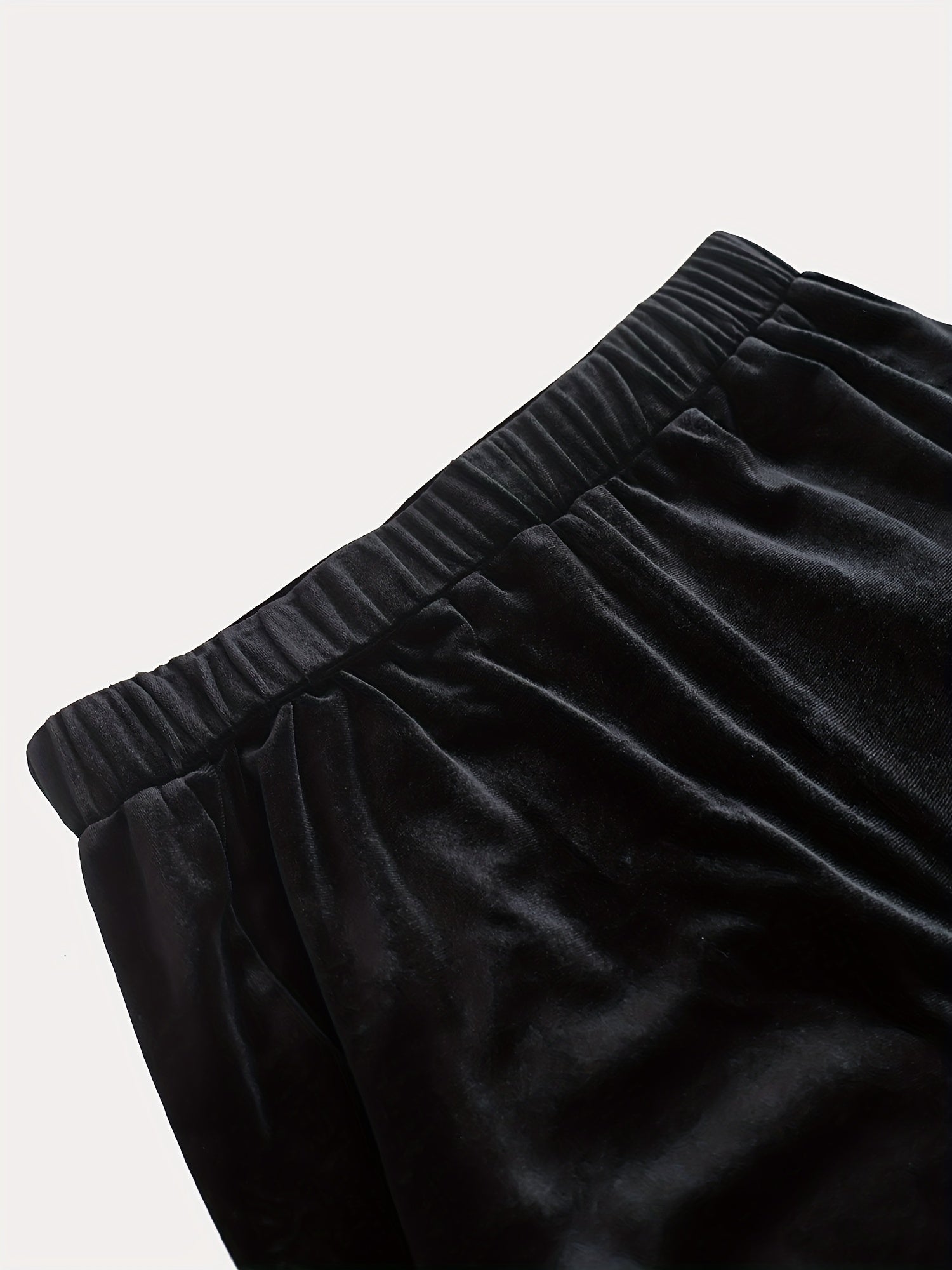 Velvet Wide Leg Pants Elastic Waist Spring Fall Women's Clothing