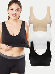 3 Pack Plus Size Basic Bras Set Women's Plus