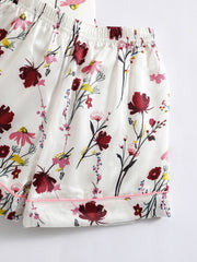 2pcs Girls Floral Pattern Satin Loungewear