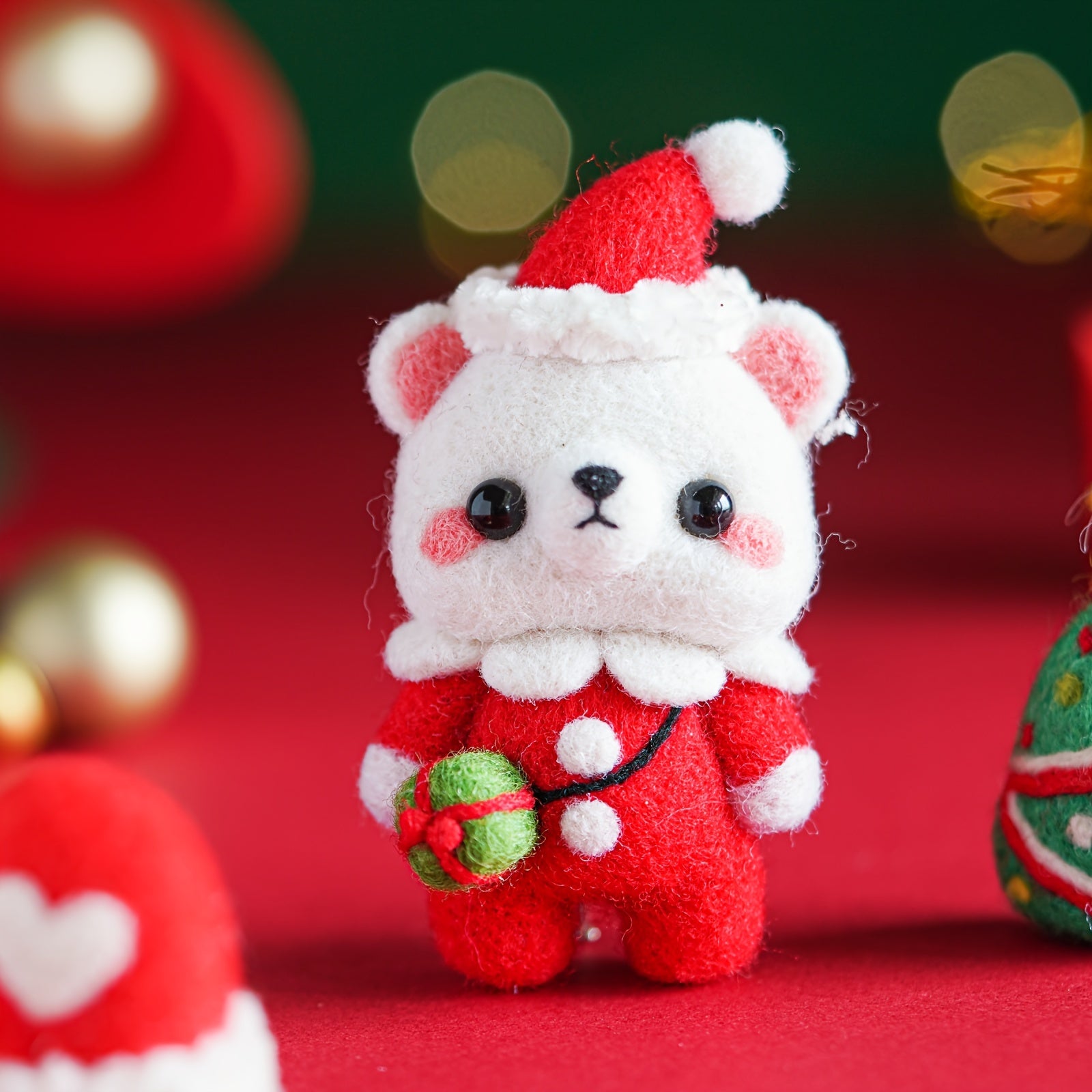 Wool Needle Felting Kit Merry Christmas Bear Doll DIY Craft Package