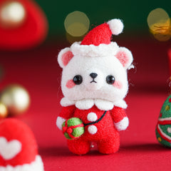 Wool Needle Felting Kit Merry Christmas Bear Doll DIY Craft Package