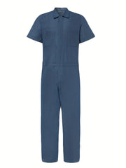 Men's Zipper Overalls Jumpsuit Casual Short Sleeved Work Clothes