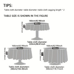 European Polyester Tablecloth Golden Branch Jade Leaf Pattern Round Vintage