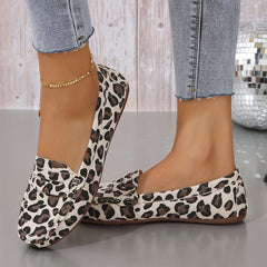 Leopard Print Loafers Slip On Flat Shoes for Women