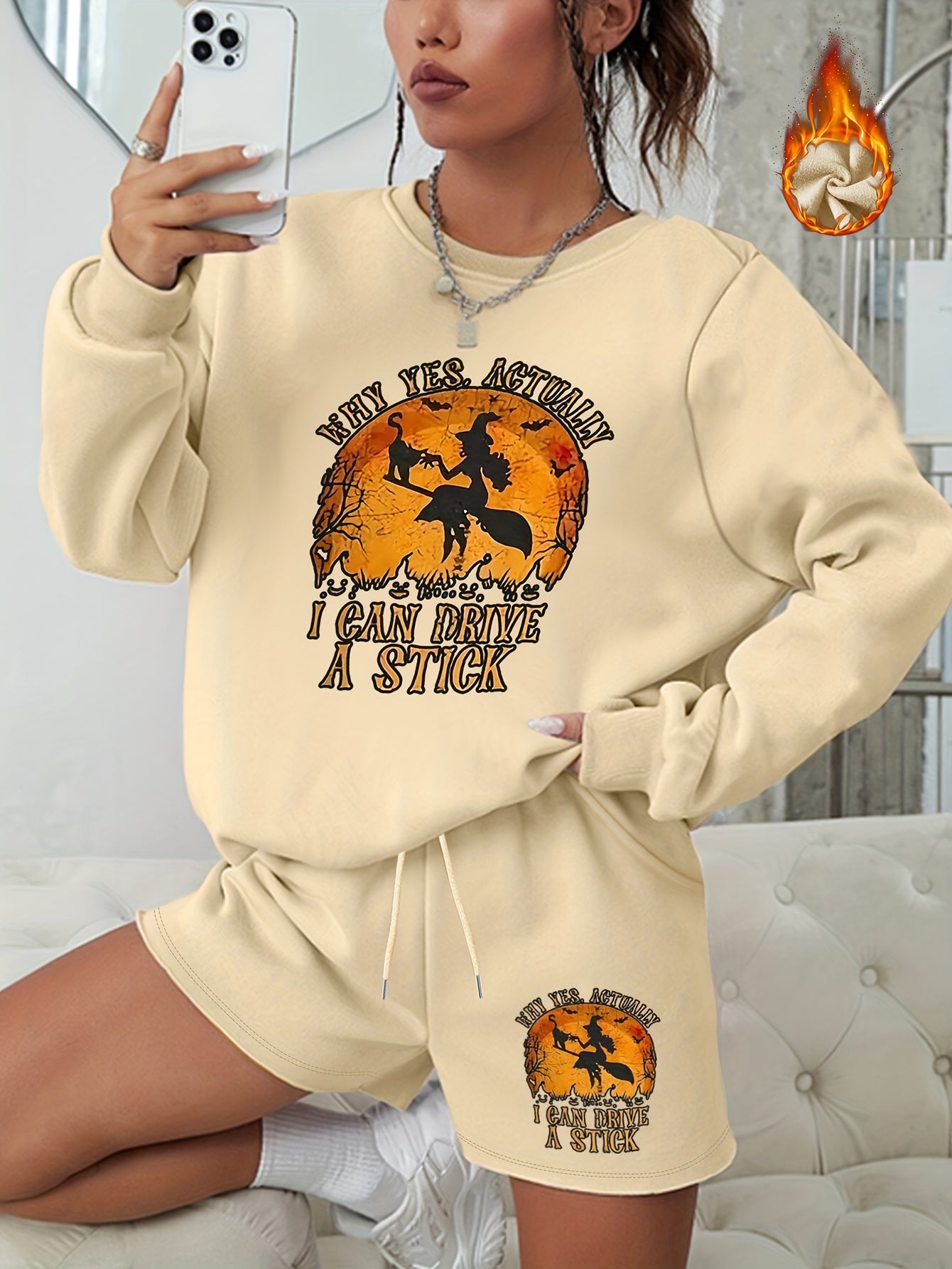 Halloween Women's Graphic Sweatshirt & Shorts Set