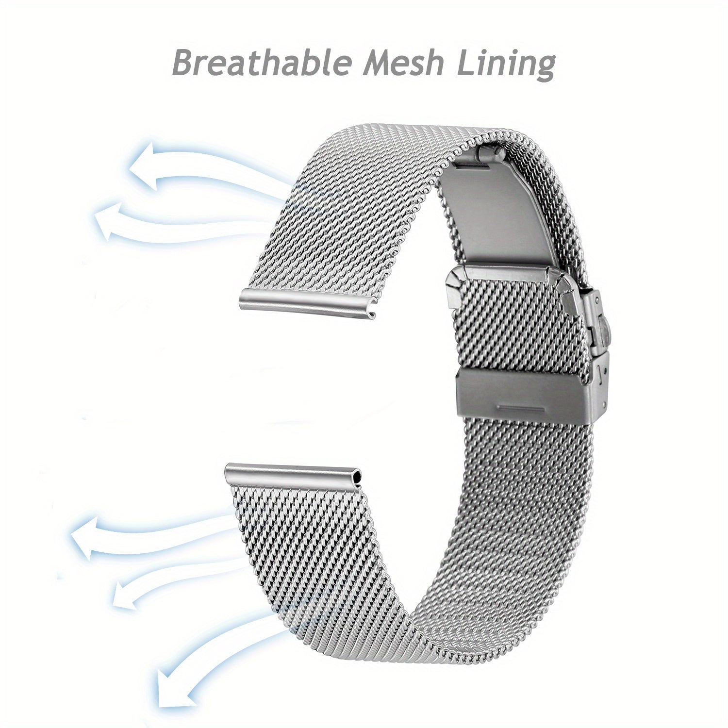 Casual Business Silver Stainless Steel Watch Strap