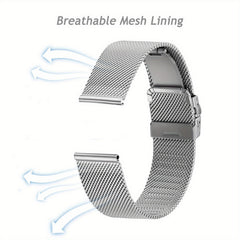 Casual Business Silver Stainless Steel Watch Strap