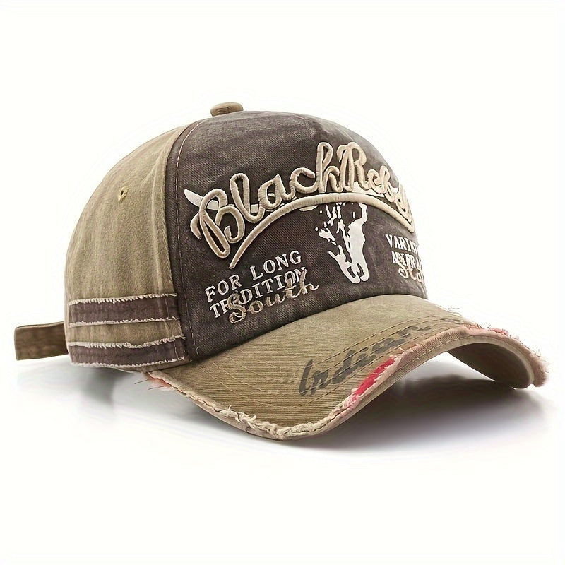 Men's Vintage Baseball Cap Denim Letter Printed Sun Hat