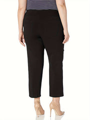 Plus Size Pants Women's Plus Solid Medium Stretch Straight Leg Trousers