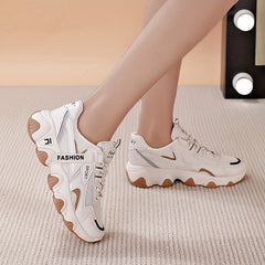 Women's Mesh Platform Sneakers Lace Up Running Shoes