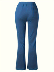 Women's Plus Solid Flared Leg High Waisted Pants