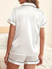 Short Sleeve Satin Pajamas Set for Women