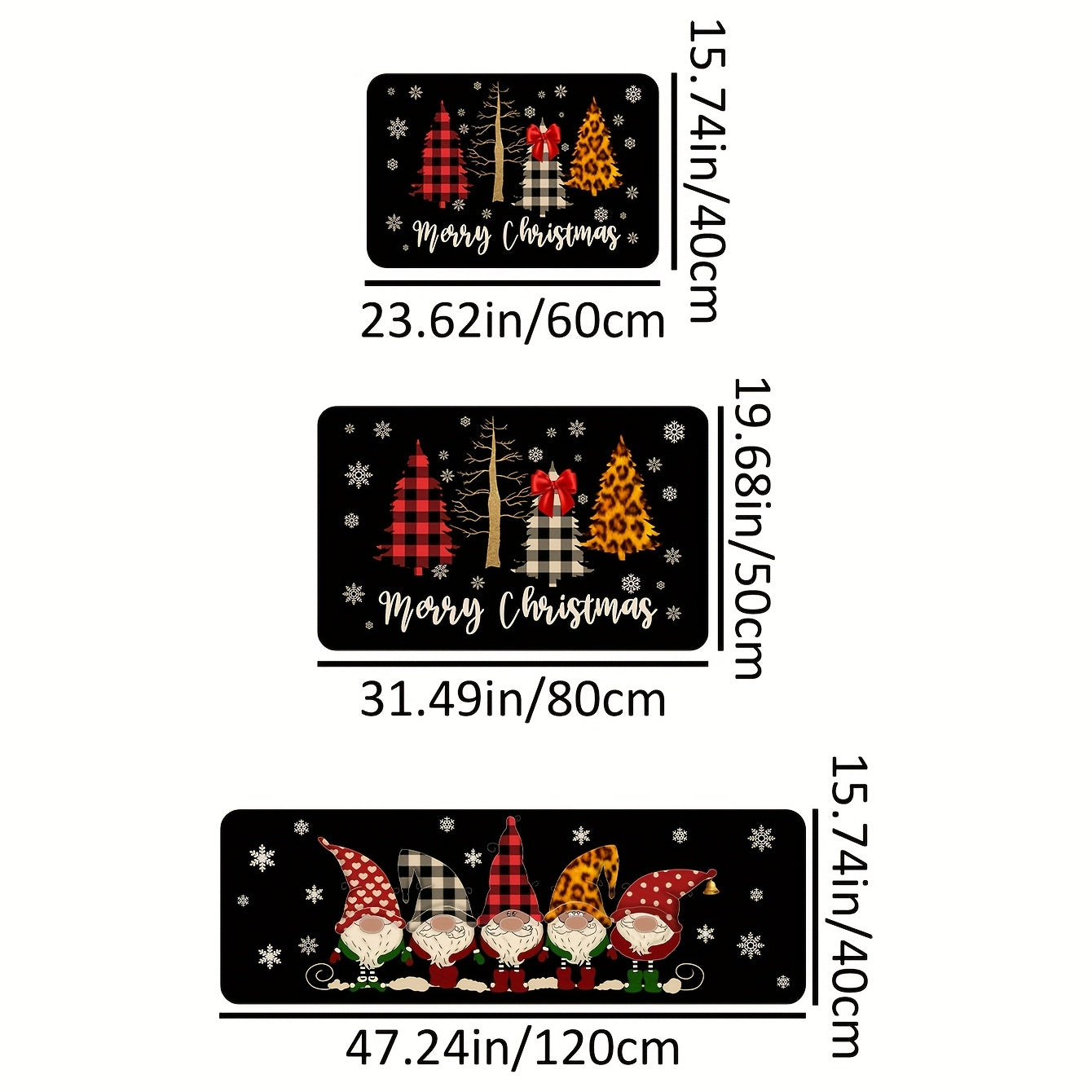 Christmas Gnome Santa Kitchen Mat Anti Slip Hallway Balcon Polyester Carpet