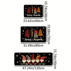 Christmas Gnome Santa Kitchen Mat Anti Slip Hallway Balcon Polyester Carpet
