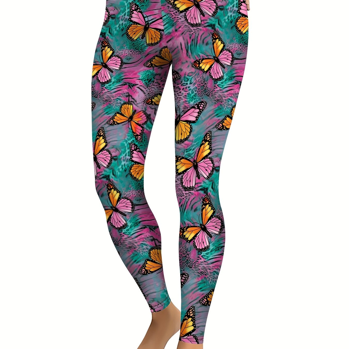Butterfly Printed Yoga Leggings High Stretch Sports Pants
