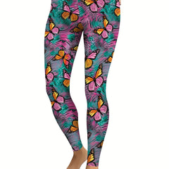 Butterfly Printed Yoga Leggings High Stretch Sports Pants