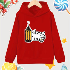Lantern Print Girls Cotton Pullover Hooded Sweatshirt