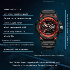 SANDA Waterproof Mens Watch Boys Watch Multifunctional Glow Diving Watch