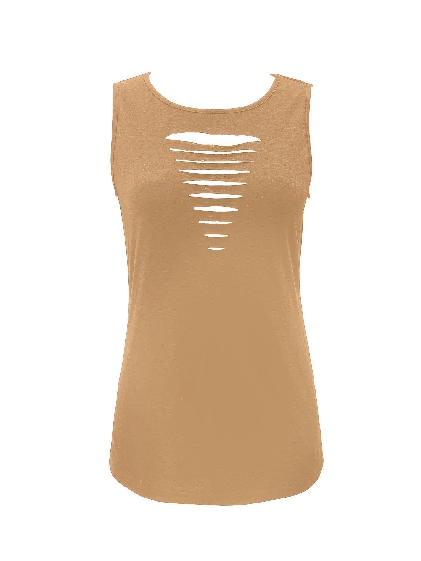 Solid Sleeveless Crew Neck Top for Women