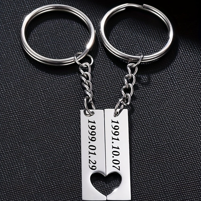 Personalized Stainless Steel Keychain - Name & Date Engraved