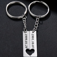 Personalized Stainless Steel Keychain - Name & Date Engraved