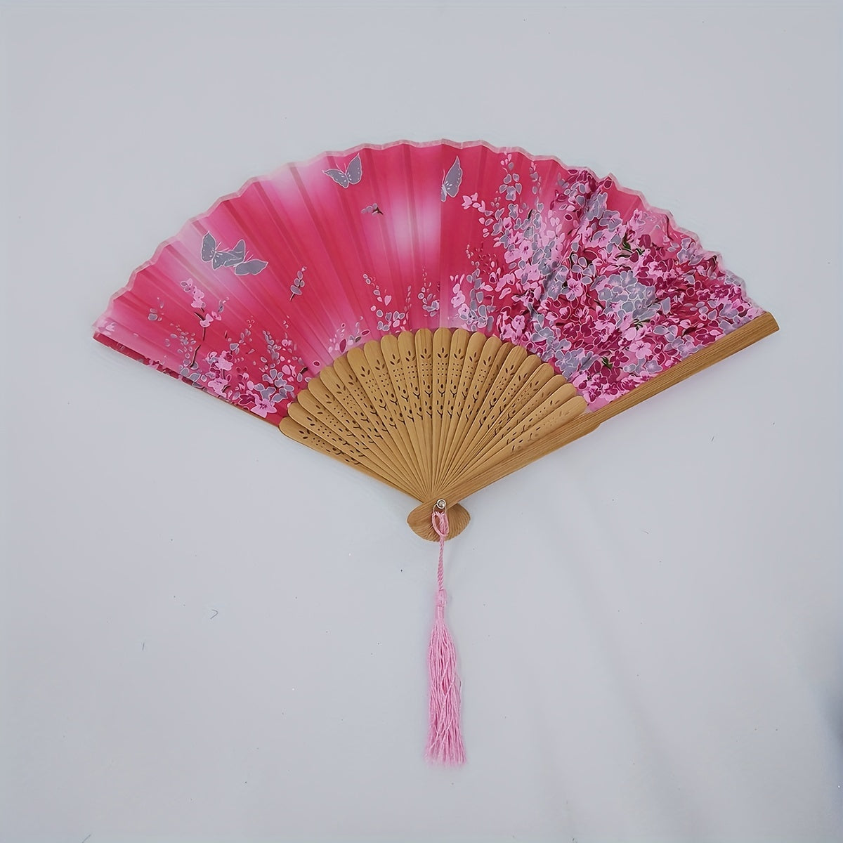 Chinese Style Flower Print Folding Fan Stage Performance Photography Props Fan