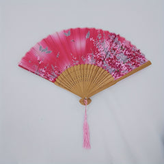 Chinese Style Flower Print Folding Fan Stage Performance Photography Props Fan