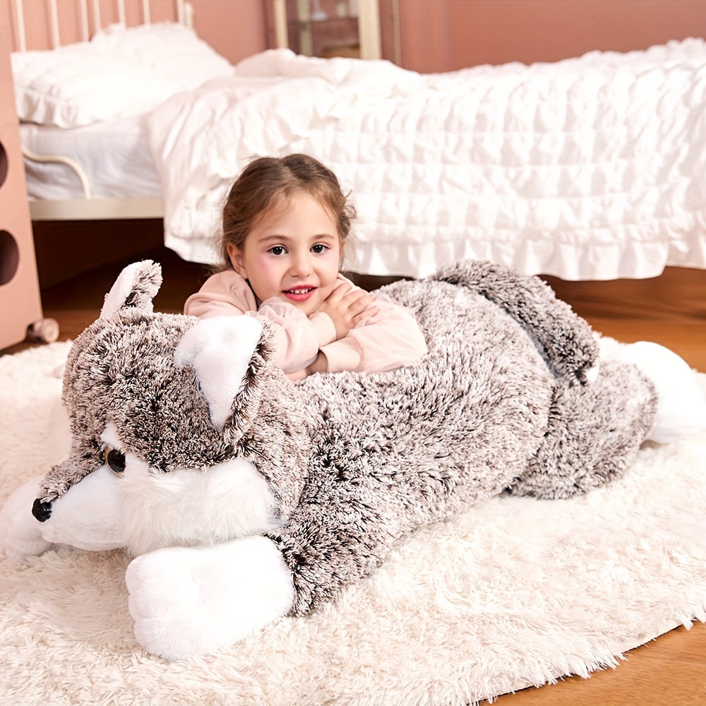 IKASA Giant Wolf Plush Toy Ultra Soft Fluffy Oversized Stuffed Animal