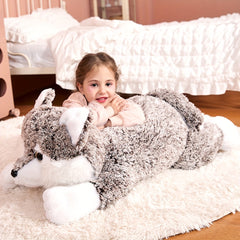 IKASA Giant Wolf Plush Toy Ultra Soft Fluffy Oversized Stuffed Animal