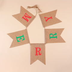 Jute Cloth Dovetail Flag Merry Christmas Banner Christmas Party Decoration