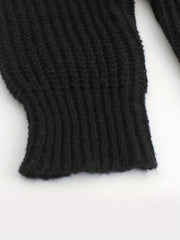 Knitted Open Front Pocket Cardigan Long Sleeve