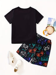 Boys Astronaut Skater Graphic T-shirt & Gamepad Shorts Set