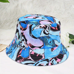 Geometric Pattern Bucket Hat Sun Shade Double-Sided Sunhat