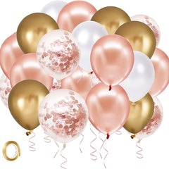 50pcs 12in Rose Golden Confetti Balloon Set - Party, Wedding Shower Decoration