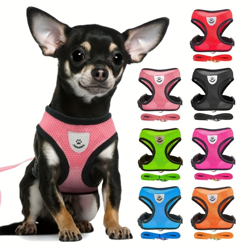 Stretchable Suede Pet Harness & Leash Set for Dogs Walking