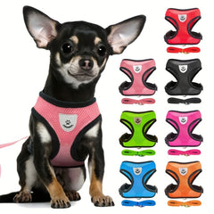 Stretchable Suede Pet Harness & Leash Set for Dogs Walking