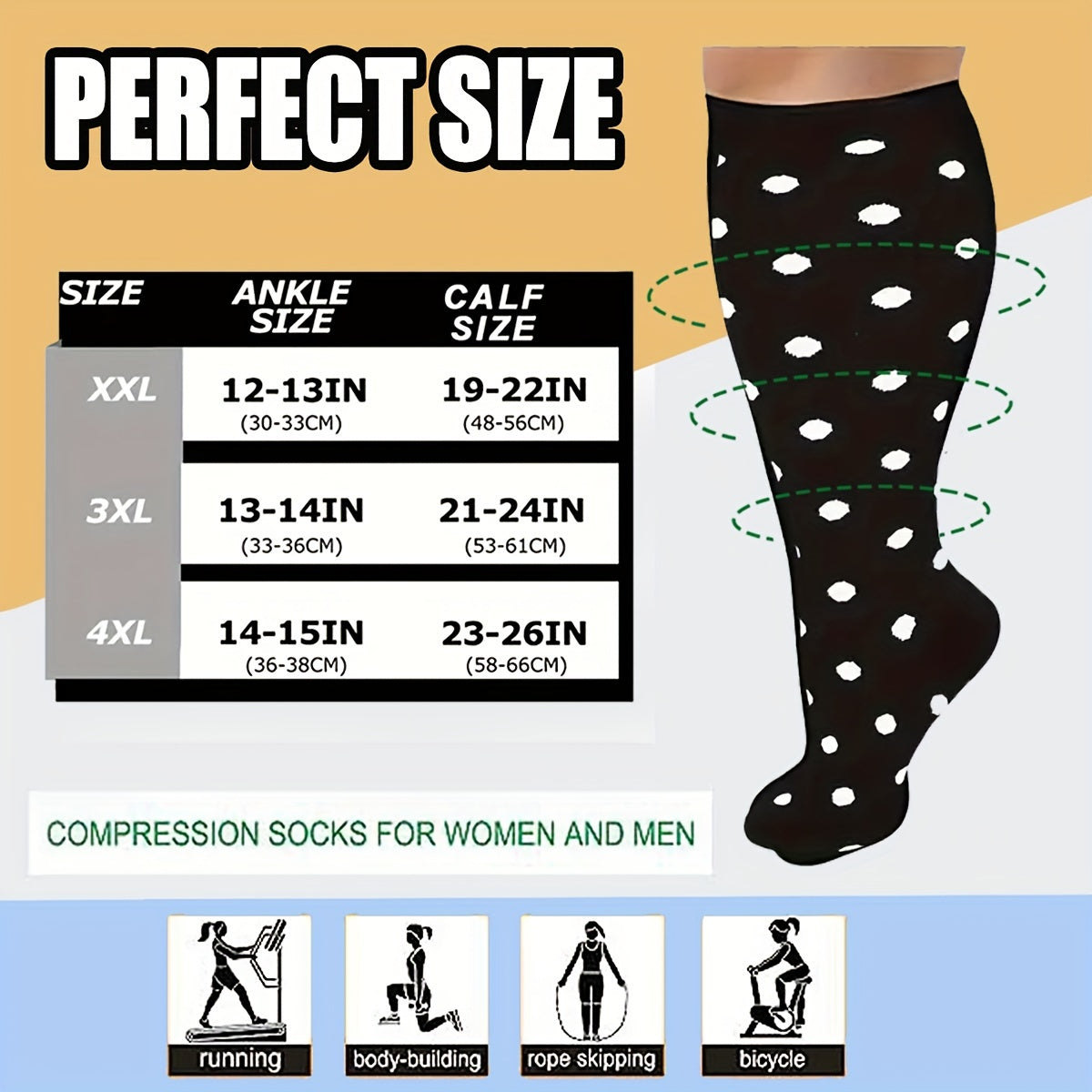 Compression Socks 15-20 mmHg Circulation for Wide Calf