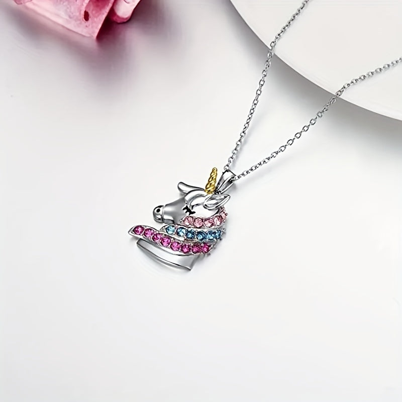 Zircon Unicorn Pendant Necklace - Gift For Girls