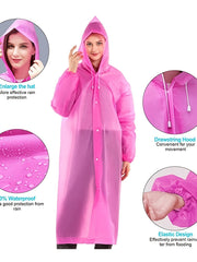 Retro Reusable Cycling Rain Poncho Hooded Jacket