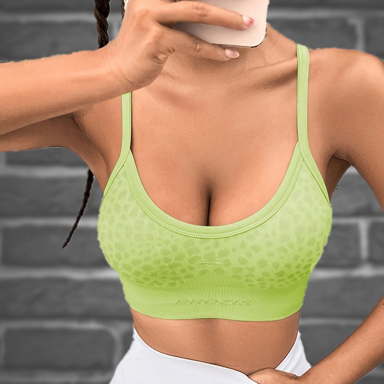 Leopard Print Crop Tank Top Round Neck High Stretch Spaghetti Straps