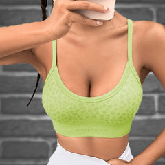 Leopard Print Crop Tank Top Round Neck High Stretch Spaghetti Straps