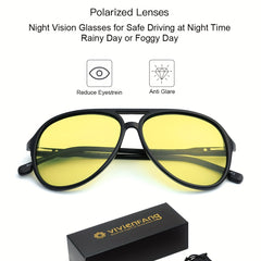 VIVIENFANG Retro Polaroid Pilot Sunglasses Night Vision Lenses VF220